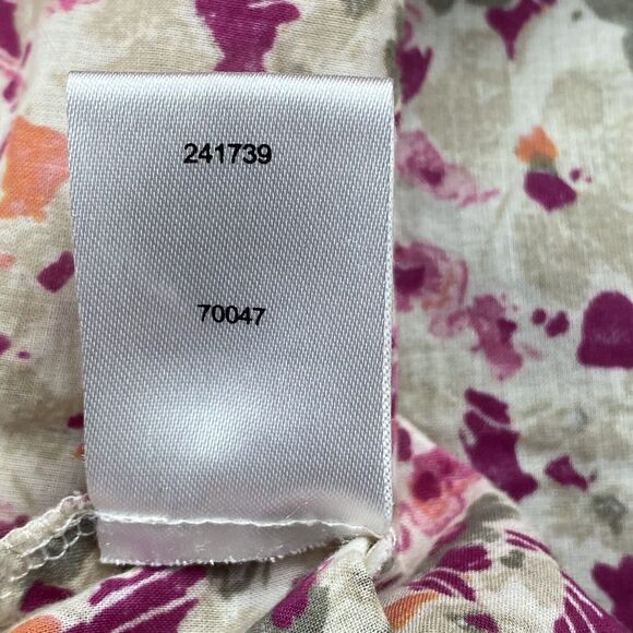 LOFT Shirt Womens Extra Small V-Neck Ruffles Floral Short Cotton Business Casual - Picture 6 of 9